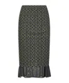 Dries Van Noten Women Green Printed Mesh Layered Midi Skirt In Black