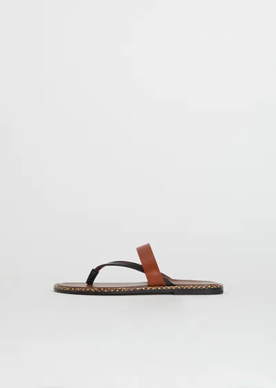 Dries Van Noten Double Strap Leather Sandal In Burgundy