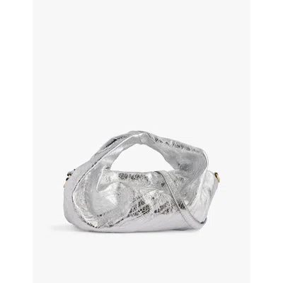 Dries Van Noten Twister Small Metallic Top-handle Bag In Silver