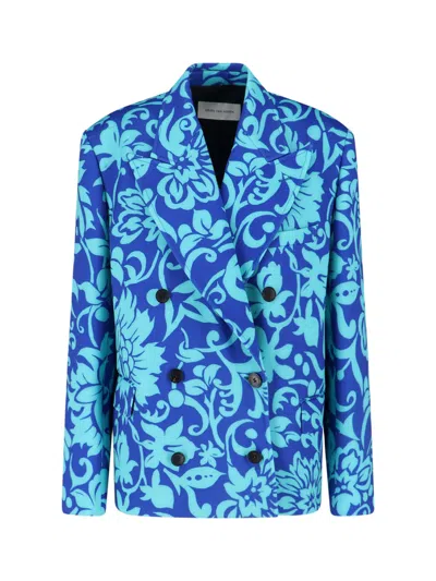 Dries Van Noten Double-breasted Blazer In Blue