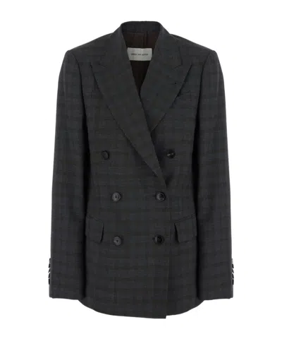 Dries Van Noten Double-breasted Blazer In Gray
