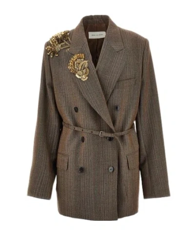 Dries Van Noten Double-breasted Blazer In Brown