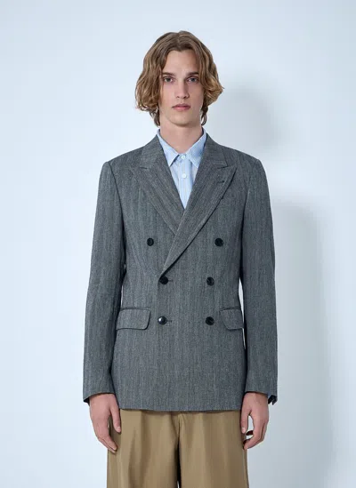 Dries Van Noten Double-breasted Blazer In Gray