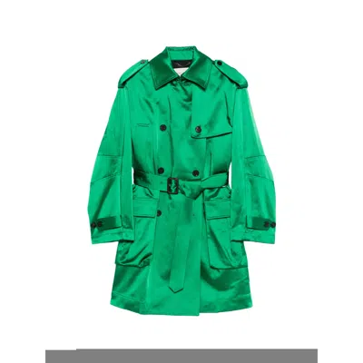 Dries Van Noten Double-breasted Cotton-blend Trench Coat In Green