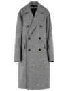 Dries Van Noten Double-breasted Grey Wool Coat With Multicolored Check Pattern In Gray
