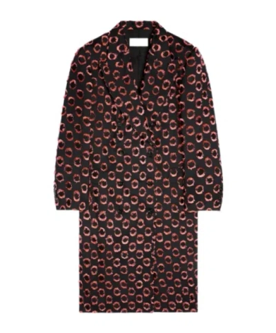 Dries Van Noten Double-breasted Patterned Coat In Brown