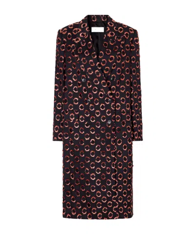 Dries Van Noten Double-breasted Polka-dot Fil-coupé Silk-blend Coat In Brown