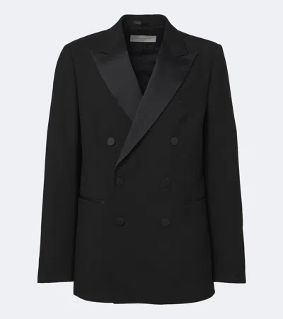 Dries Van Noten Double-breasted Wool And Silk-blend Blazer In Black