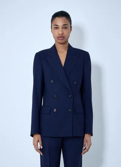 Dries Van Noten Double-breasted Wool Blazer In Blue