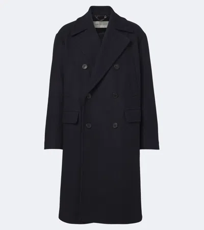 Dries Van Noten Double-breasted Wool-blend Coat In Blue