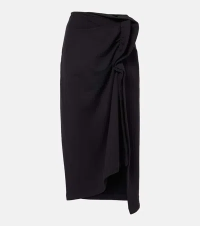 DRIES VAN NOTEN DRAPED ASYMMETRIC JERSEY MIDI SKIRT