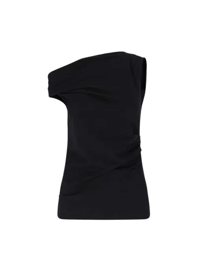 Dries Van Noten Asymmetric Sleeveless Cotton Knit Top In Black