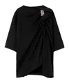 Dries Van Noten Draped Brooch T-shirt In Black
