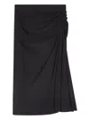 Dries Van Noten Knot Front Cotton Jersey Midi Skirt In Black