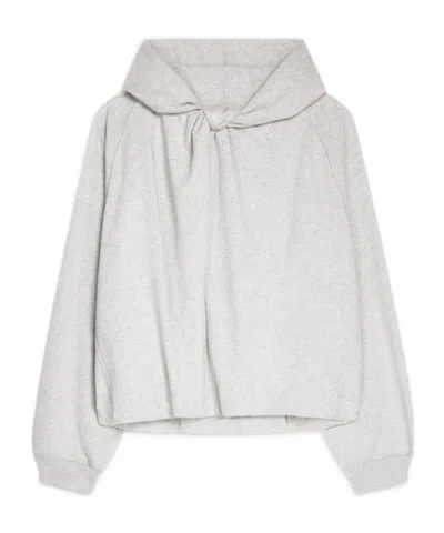 Dries Van Noten Draped Cotton Hoodie In Gray Blend