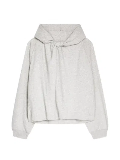 Dries Van Noten Draped Cotton Hoodie In Gray