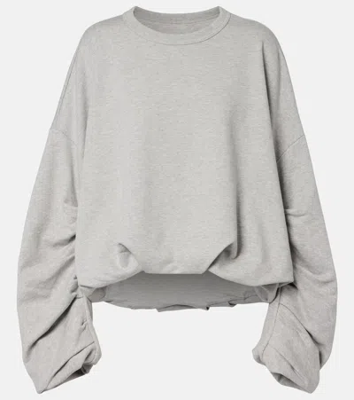 Dries Van Noten Draped Cotton Jersey Sweatshirt In Gray