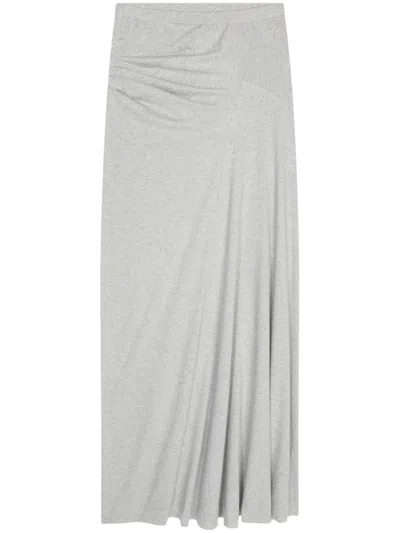 Dries Van Noten Draped Cotton Skirt In 813 Grey Melange