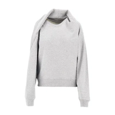 Dries Van Noten Draped Crewneck Sweatshirt In Grey