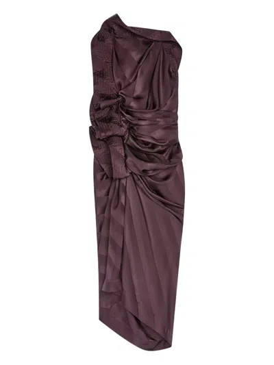 Dries Van Noten Draped-design Silk Maxi Dress In Purple