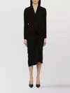Dries Van Noten Draped Detail Wool Blend Dress In Black