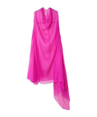 Dries Van Noten Draped Silk-chiffon Midi Dress In Pink