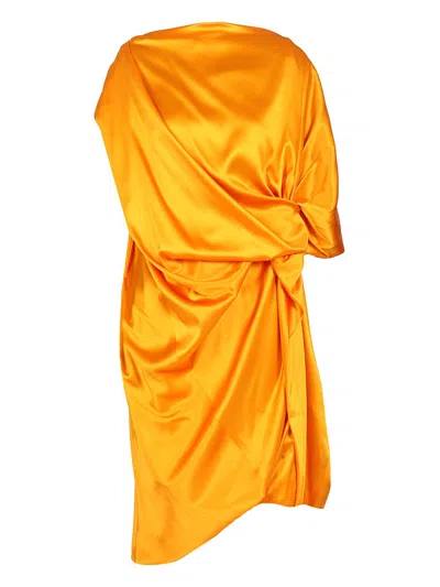 Dries Van Noten Draped Dress Tops Orange