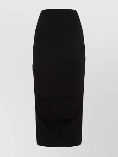 Dries Van Noten Draped High Waist Midi Skirt In Black
