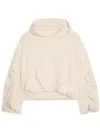 Dries Van Noten Long-sleeved Draped Hoodie In White