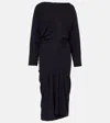 Dries Van Noten Draped Jersey Midi Dress In Blue
