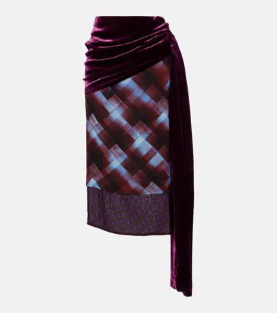 Dries Van Noten Draped Midi Skirt In Burgundy