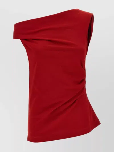 Dries Van Noten Draped One-shoulder Top Fitted Silhouette In Red