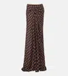 Dries Van Noten Draped Printed Silk Skirt In Brown