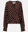 Dries Van Noten Draped Printed Silk Top In Multi