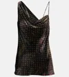 Dries Van Noten Draped Printed Velvet Top In Black
