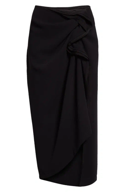 Dries Van Noten Draped Satin Maxi Skirt In Black 900
