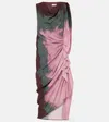 DRIES VAN NOTEN DRAPED SILK-BLEND GEORGETTE MIDI DRESS