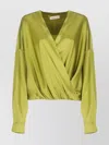 Dries Van Noten Loose Olive Green Blouse In Silk In Green