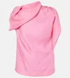 Dries Van Noten Draped Silk Satin Top In Pink