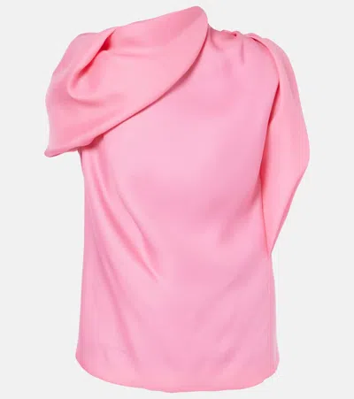 Dries Van Noten Draped Silk Satin Top In Pink