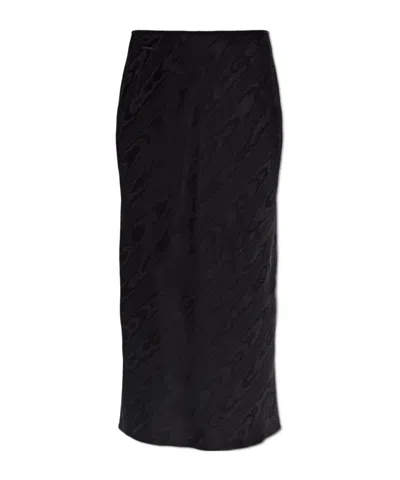 Dries Van Noten Moire Midi Skirt In Black