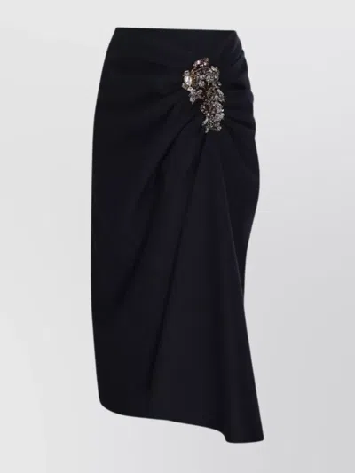 Dries Van Noten Draped Skirt Embellished Detail In Black