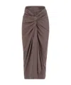 Dries Van Noten Brown Twist-front Draped Midi-skirt In Green
