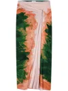 Dries Van Noten Long Draped Skirt In Green