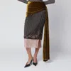 Dries Van Noten Asymmetric Silk And Velvet Wrap Skirt In Multi