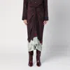 Dries Van Noten Woman Midi Skirt Chocolate Brown Size 12 Silk
