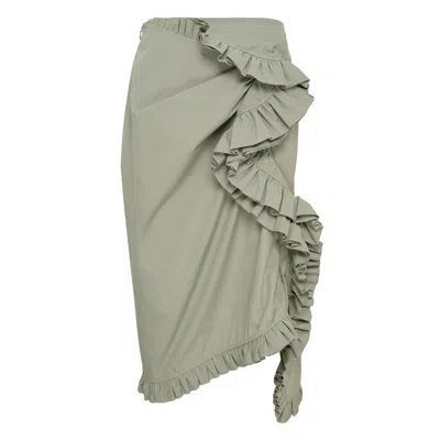 Dries Van Noten Draped Skirt With Ruffle Detail In Gray