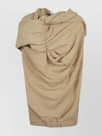 Dries Van Noten Draped Textured Pin Ribbed Top In 004 Natural