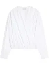 Dries Van Noten White Shirt With Draping And V-neck In Cotton Poplin Woman In White