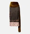 Dries Van Noten Asymmetric Silk And Velvet Wrap Skirt In Multi